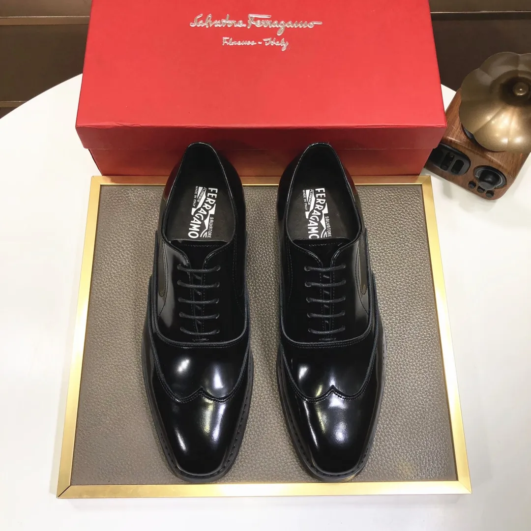 Men's shoes 💰540💰[Ferragamo/Ferragamo] (high-end Niuli) New 🍀 Ferragamo* - top version Ferragamo's classic formal leather shoes! Made of imported original cowhide, the inner top layer is comfortable cowhide lining! Original wear-resistant rubber outsole! High quality products! Code number 38-44!